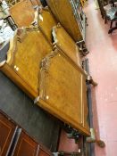 Pair of burr walnut effect single bedends with rails