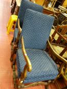 Pair of good period easy chairs with shaped arms and supports (vendor gifted seat pads)