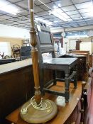 Period farmhouse chair and a reeded column standard lamp