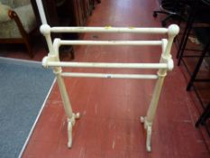 White painted vintage towel airer