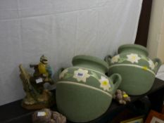 Pair of large pottery 'half' vases