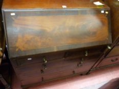 Mahogany bureau with pear shaped drop handles