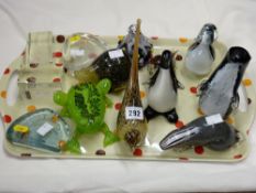 Large parcel of glass paperweight animals