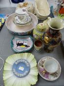 Shallow Poole pottery fruit bowl and other mixed pottery