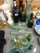 Large parcel of green and other glassware and lemonade bottles etc