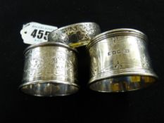 Three silver napkin rings