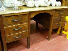 Polished twin pedestal vintage desk