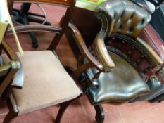 Captain's type leather effect button back swivel armchair and an assortment of other chairs