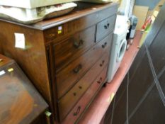 Fine antique chest of three long and two short drawers with inlaid shell decoration