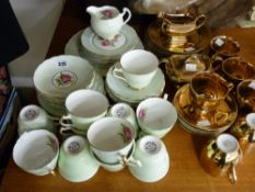 Parcel of floral china teaware and a parcel of Oriental gilt teaware