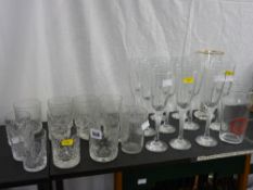 Parcel of drinking glassware including Champagne flutes