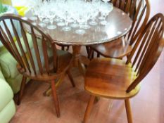 Reproduction breakfast table and four spindleback chairs
