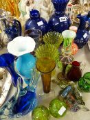 Good parcel of coloured glassware and Bristol blue items