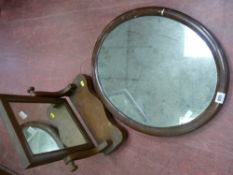 Burr walnut effect toilet mirror and a similar wall mirror