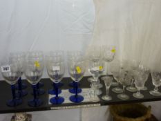 Parcel of cobalt blue based wine glasses and other drinking glassware
