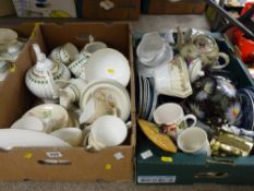 Box of mixed china and pottery and a box of mixed breakfast ware