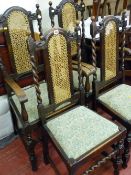 Set of four (two plus two) barley twist chairs with cane backs