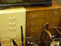 Narrow chest of six drawers and a similar era five drawer chest