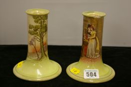 A pair of MacIntyre Cries of London candlestick holders A/F