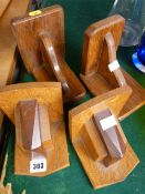 Two pairs of treen bookends