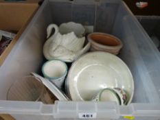 A tub of mixed china & glassware