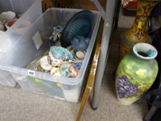 A tub of mixed china & pottery including large Staffordshire vases etc