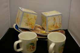 Two boxed Peter Rabbit by Wedgwood mugs etc