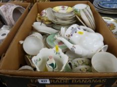 A box containing large quantity of mixed teaware, various patterns