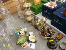 An electroplated six plate Petit Four set with two bottles & other minor items of plated ware