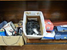 A parcel of mixed contents including hand held TVs, vintage telephones etc