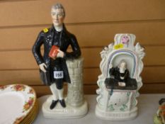 A good Staffordshire pottery figurine 'The Rev. John Elias' & a Staffordshire figurine 'Wesley'