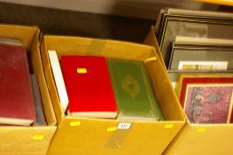 Two boxes of mixed books & a box of framed paintings & prints etc