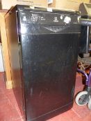 A black Indesit slimline IDS 105 dishwasher