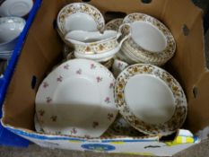 A box of teaware in different patterns, Colclough, Royal Stafford etc