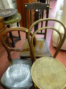 A vintage bentwood chair, a balloon back side chair & another