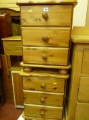 Two modern pine three-drawer bedside chests