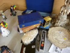 A parcel of mixed items including ladies' purse, some flatware, a Masonic case etc