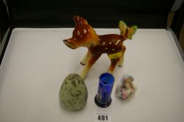 Small parcel of ornamental items including a Goss china egg