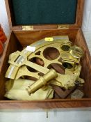 A wooden cased brass Sextant