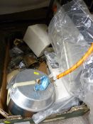 A camping stove, other camping items & some door furniture hardware etc