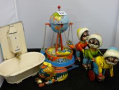 Tin plate toys - a merry-go-round amongst others