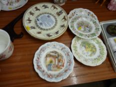 A pair of Aynsley 'The Horse' & 'The Dog' commemorative plates & four Royal Doulton Brambly Hedge '