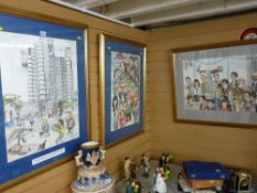 Three good sized limited edition prints by cartoonist Bryn