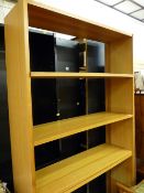 A modern pine open bookshelf