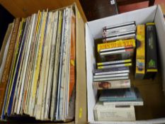 A box of LP records, various compilations & a small box of music CDs