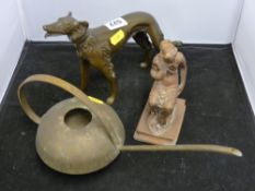 A quality metallic canine figure & other metallic items