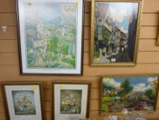 A parcel of framed prints & framed woolwork pictures