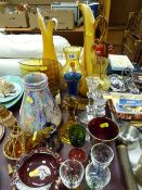 A mixed quantity of colourful glassware