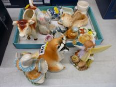 A Russian china seated animal, a Goebel small bird & sundry items of minor china etc
