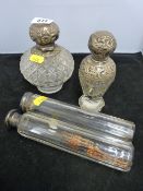 Silver topped dressing table items